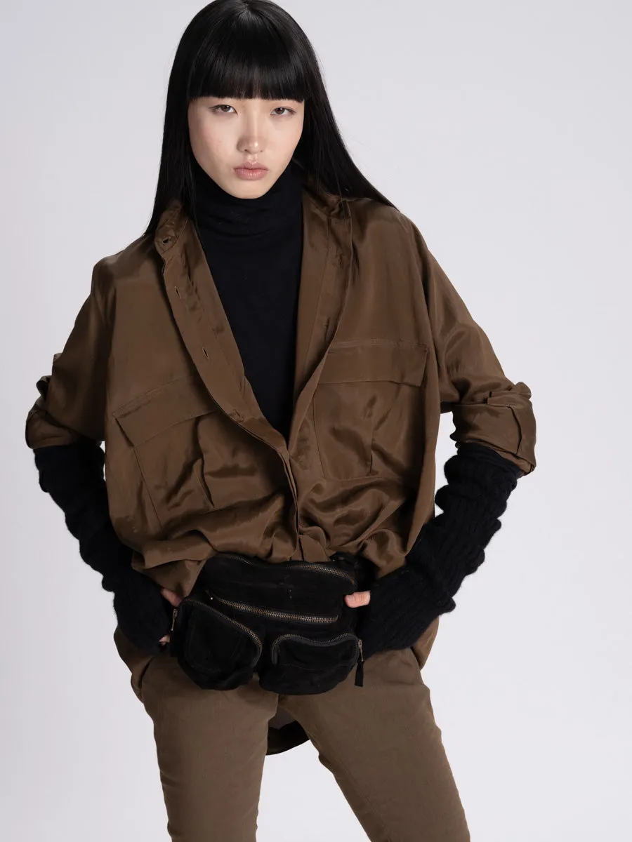Fall Parachute Silk Oversize Shirt