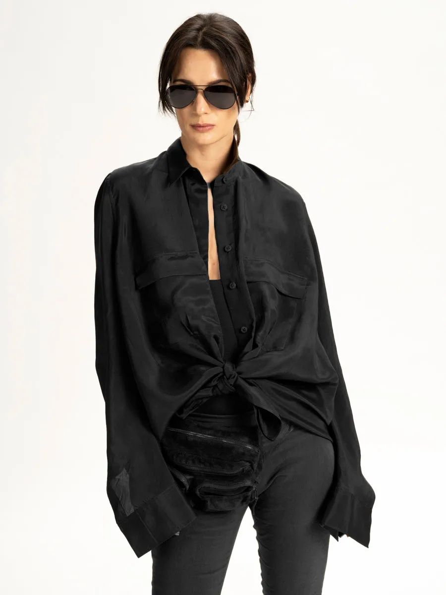Fall Parachute Silk Oversize Shirt