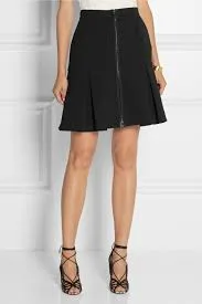 Fendi Front zip Drop Waist Stretch Wool Pleated Skirt