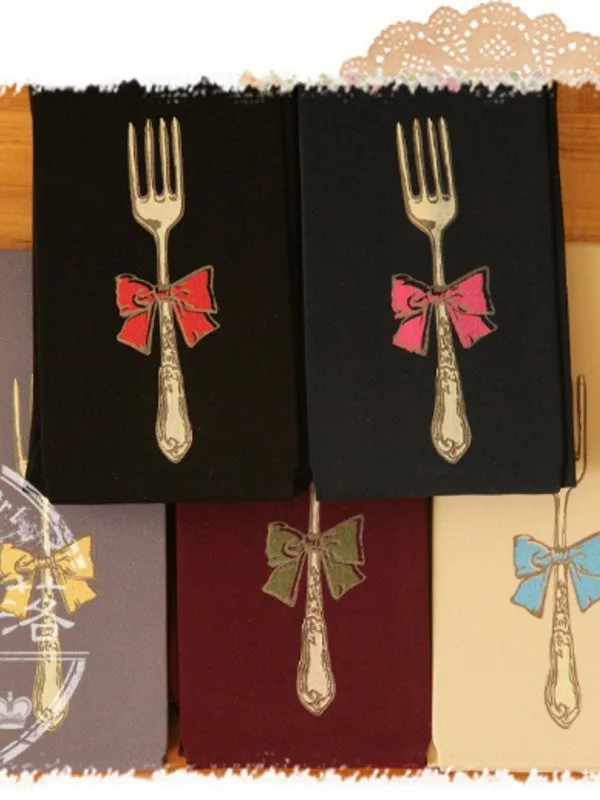 fork and spoon printed tights