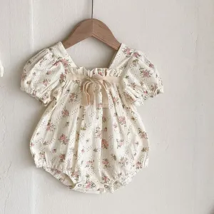 Girls Puff Sleeve Romper- Floral