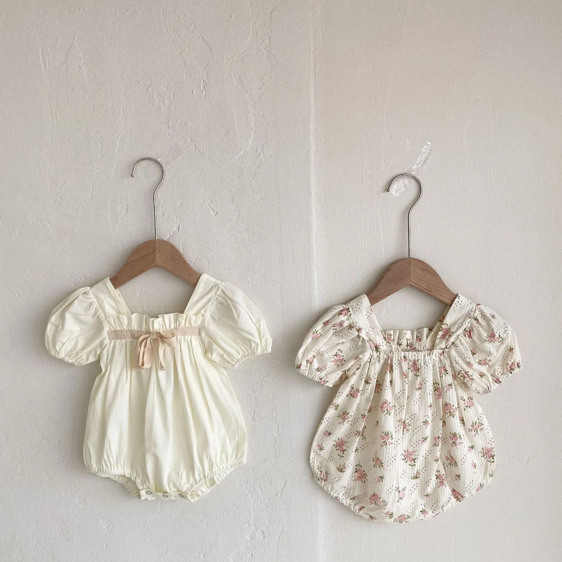 Girls Puff Sleeve Romper- Floral