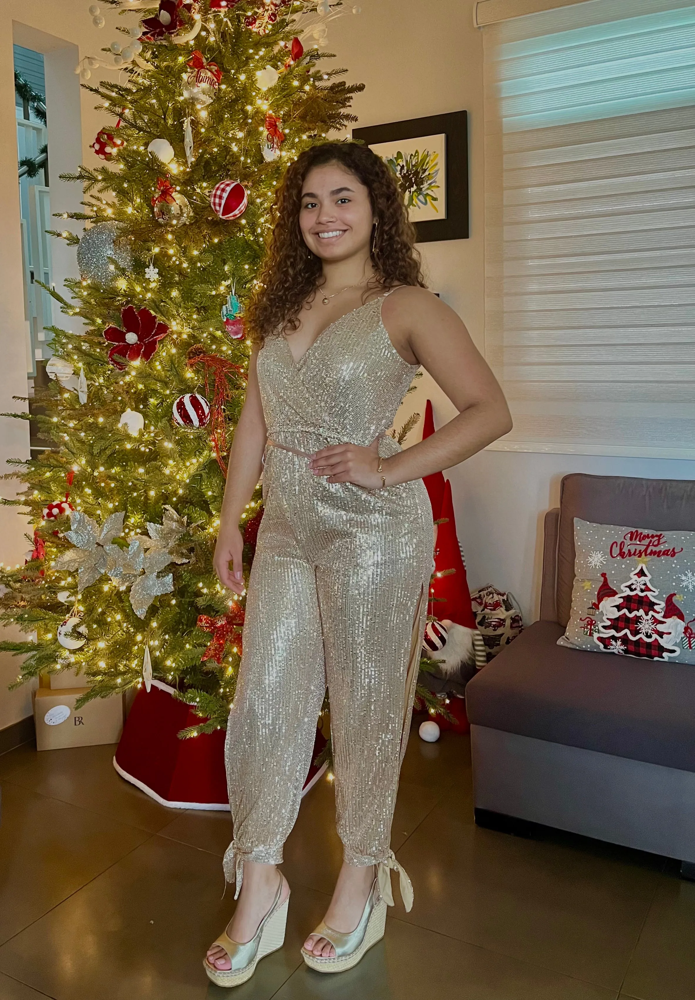 Glitter Champagne Jumpsuit