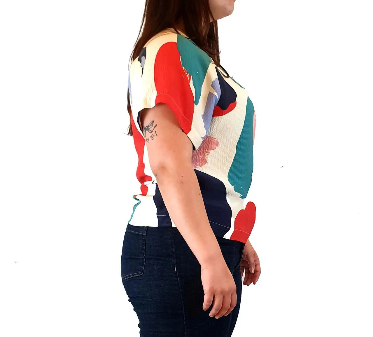 Gorman colourful 100% silk paint splodge print top size L