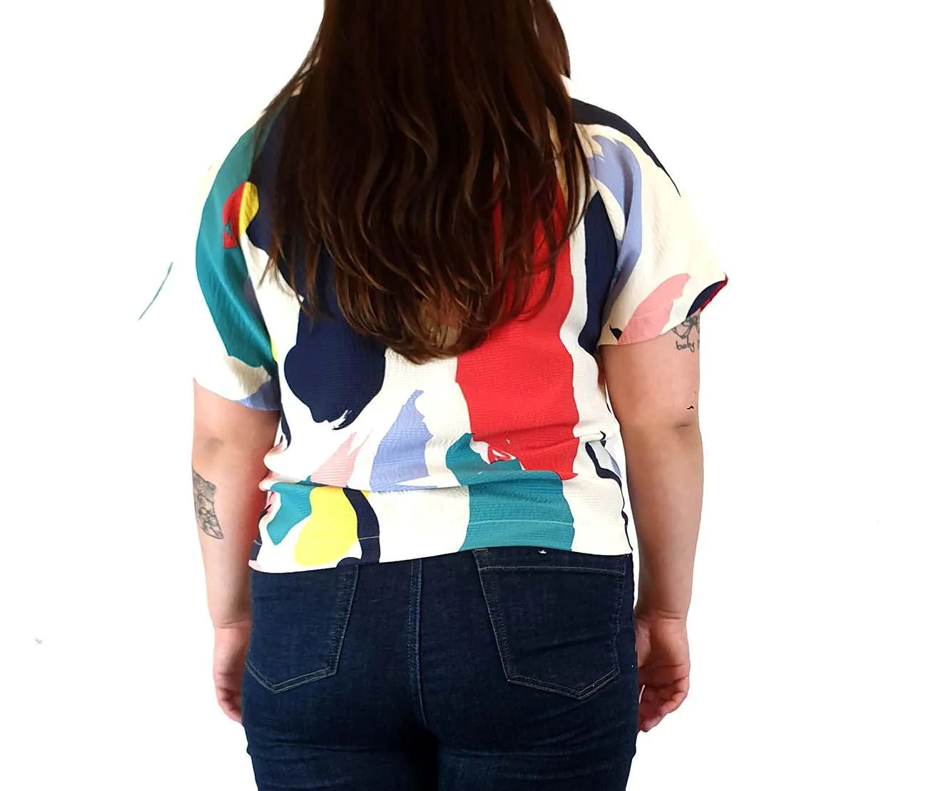 Gorman colourful 100% silk paint splodge print top size L