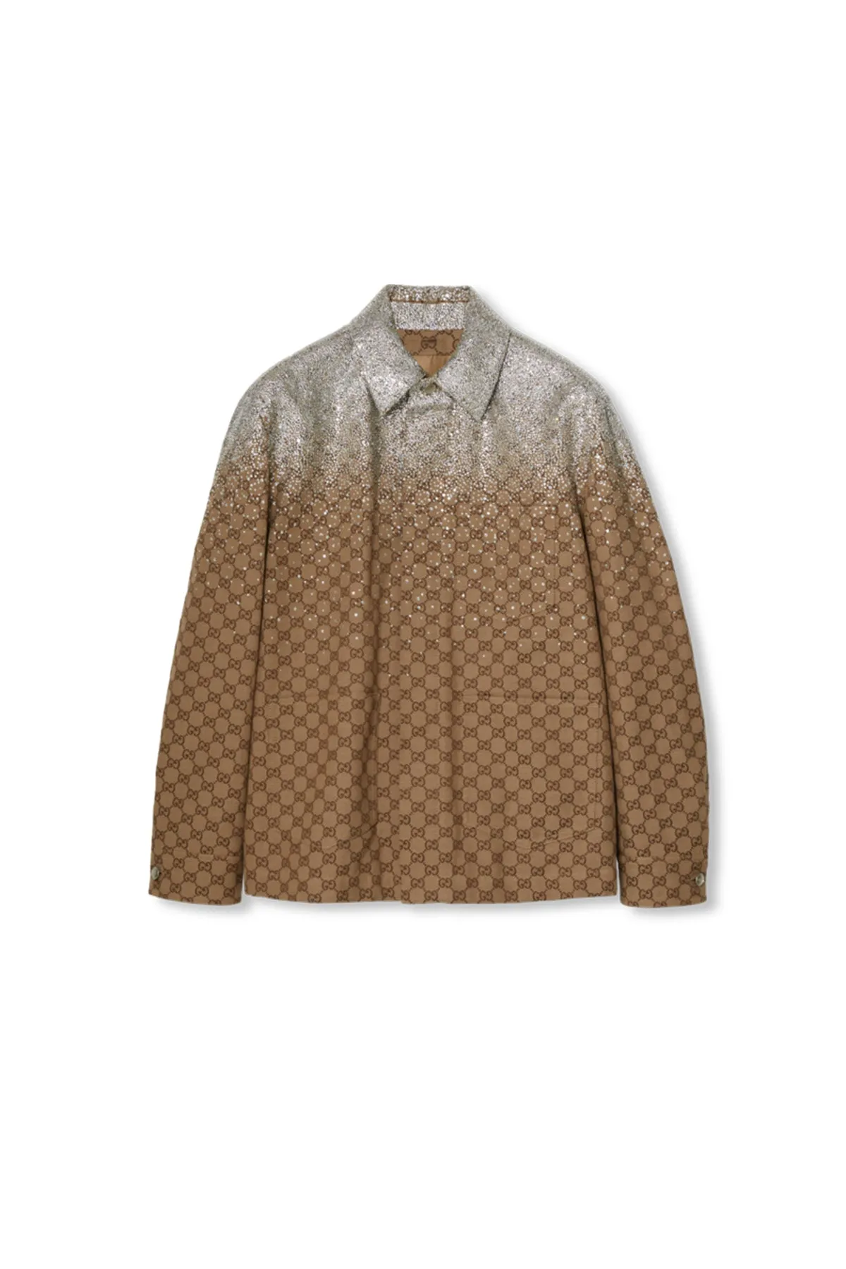 GUCCI | EMBOSSED GG CANVAS JACKET WITH CRYSTALS