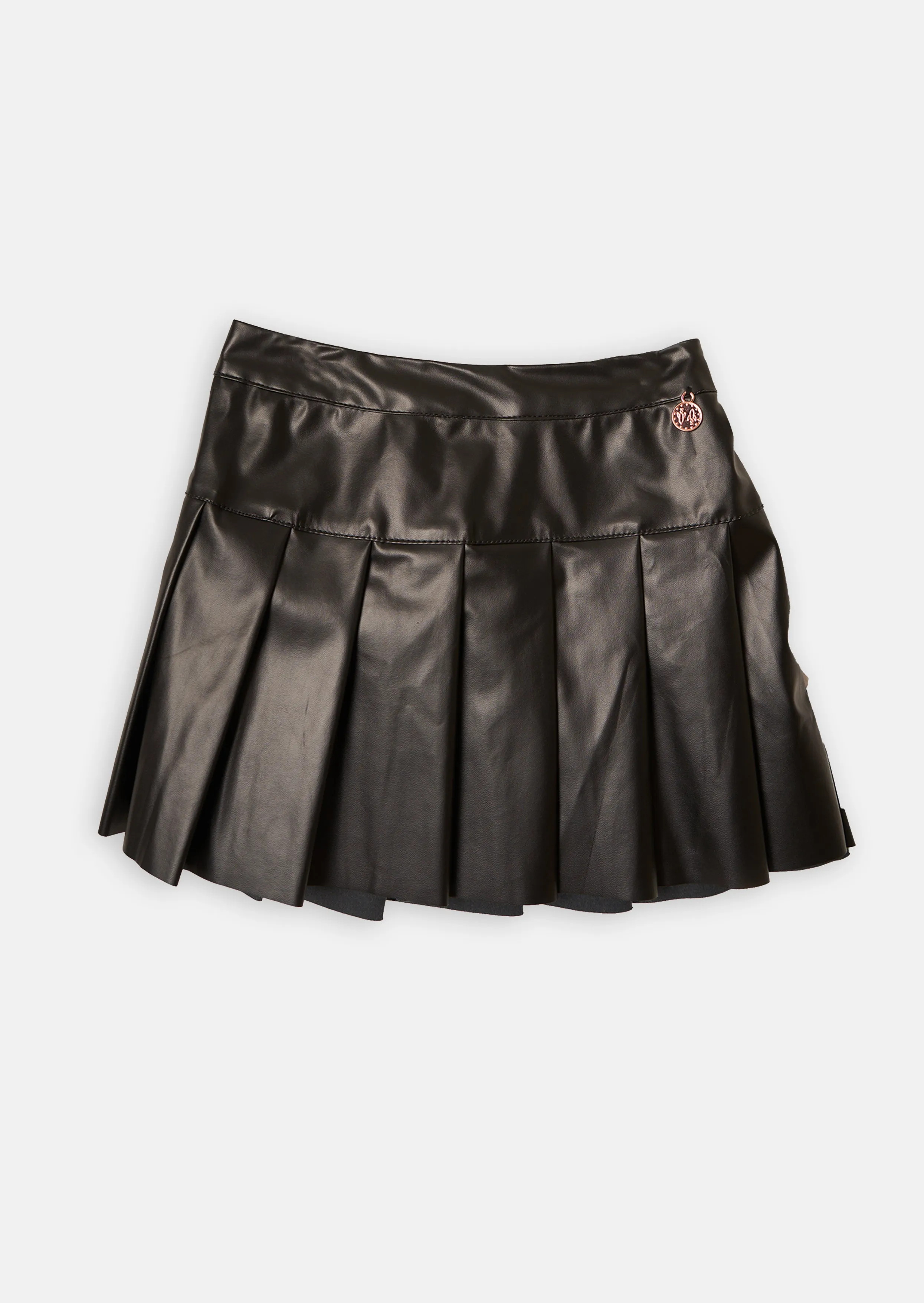 Hailey Leather Look Pleated Mini Skirt