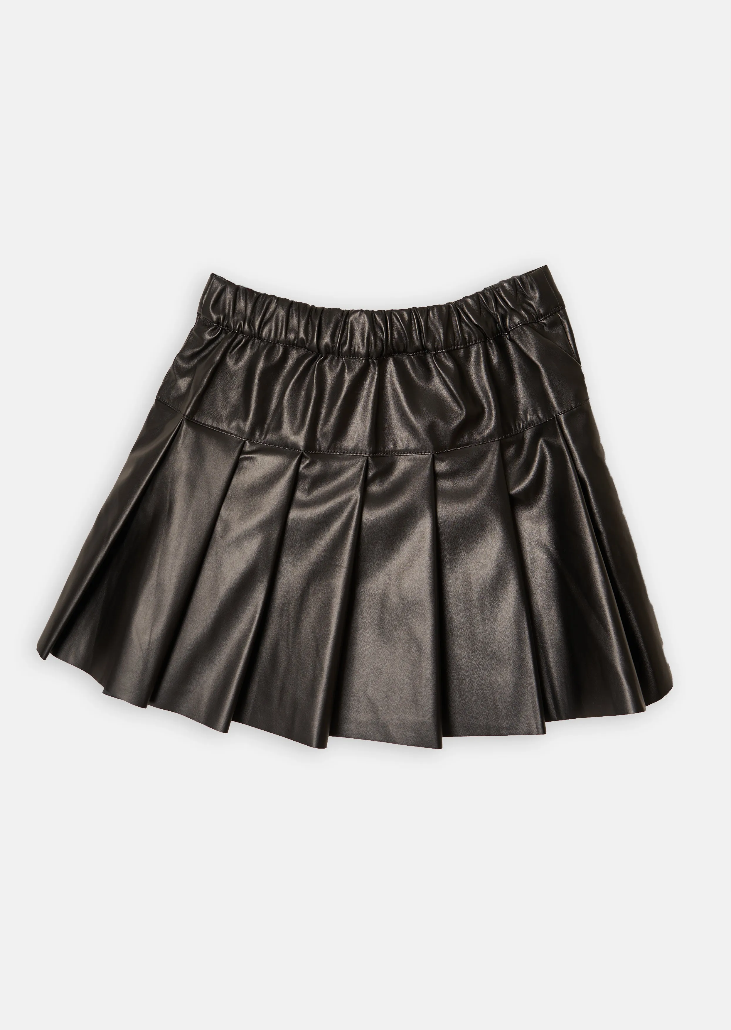 Hailey Leather Look Pleated Mini Skirt