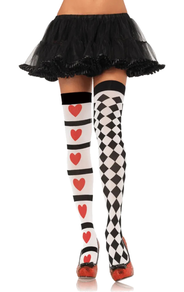Harlequin and Heart Stockings