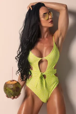 Hipkini Bodysuit Sun Beach Yellow Fluor Lace and Cutouts