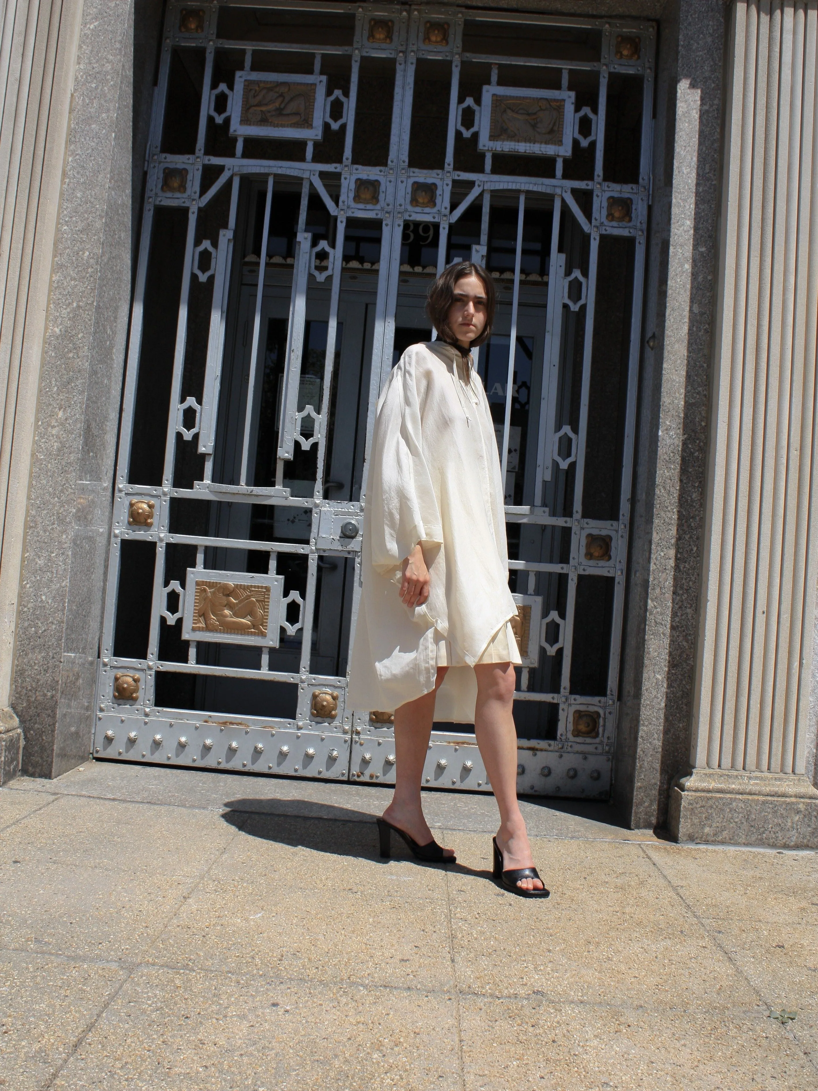 Hooded Silk Organza Poncho