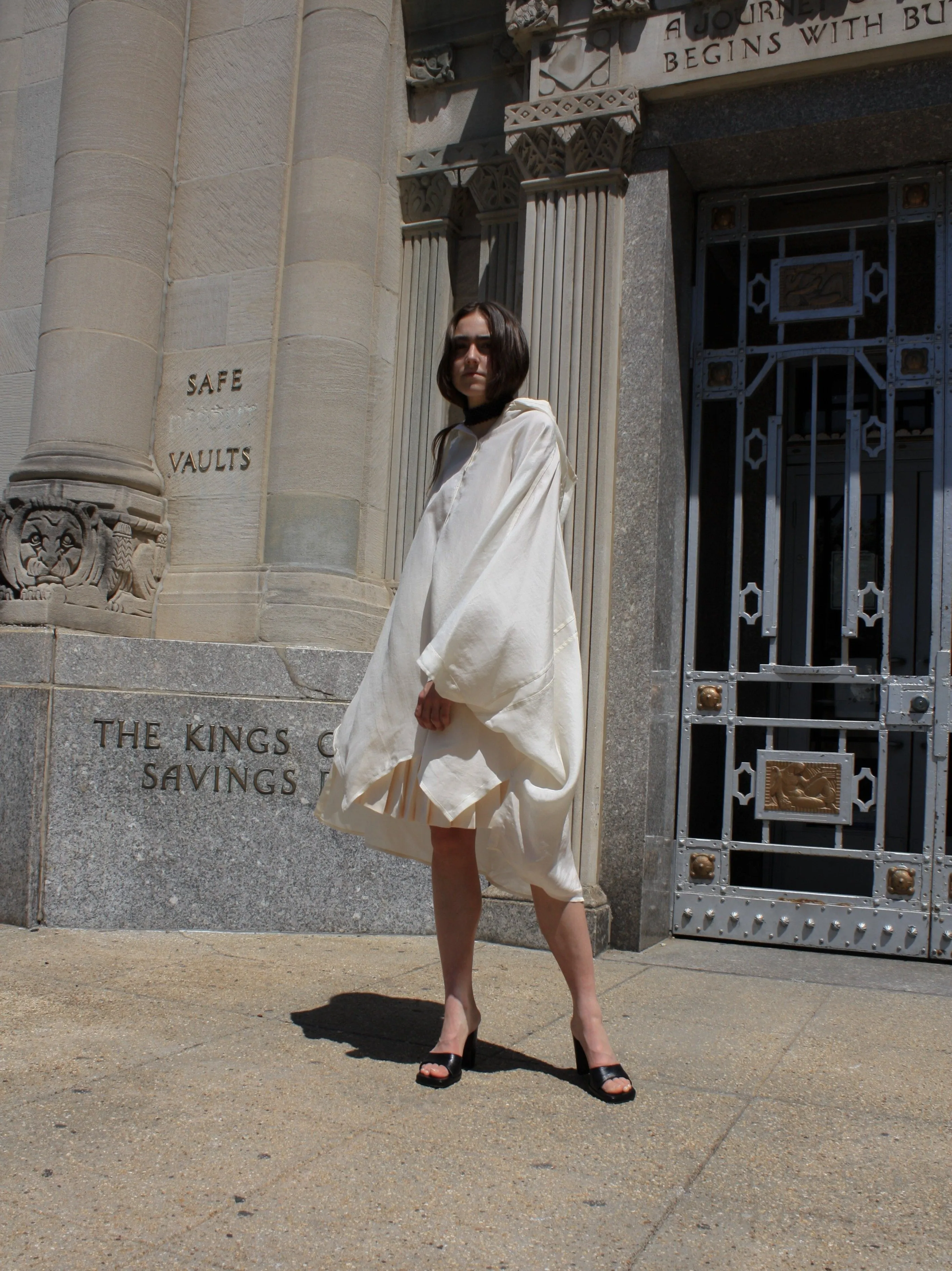 Hooded Silk Organza Poncho
