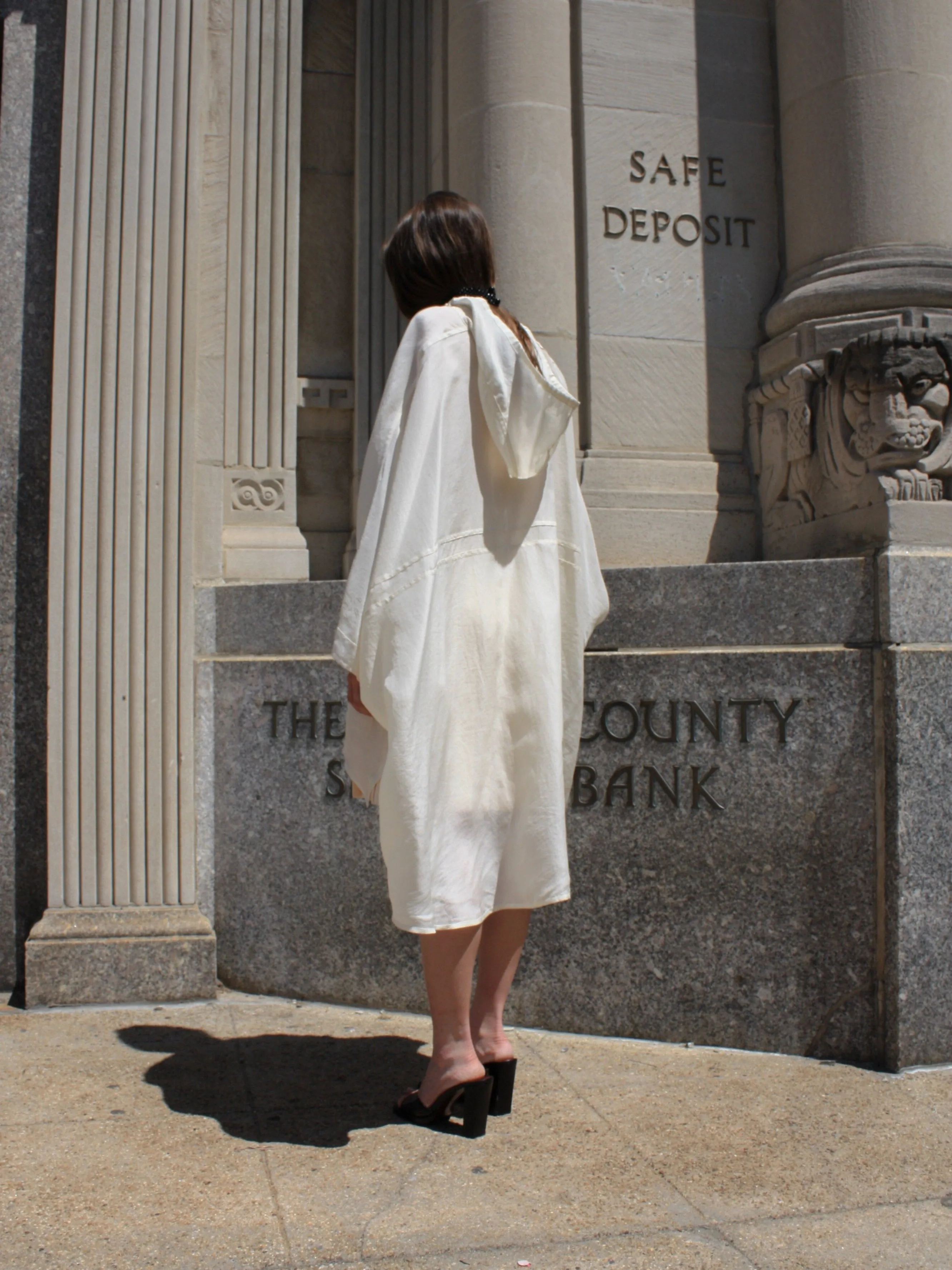Hooded Silk Organza Poncho
