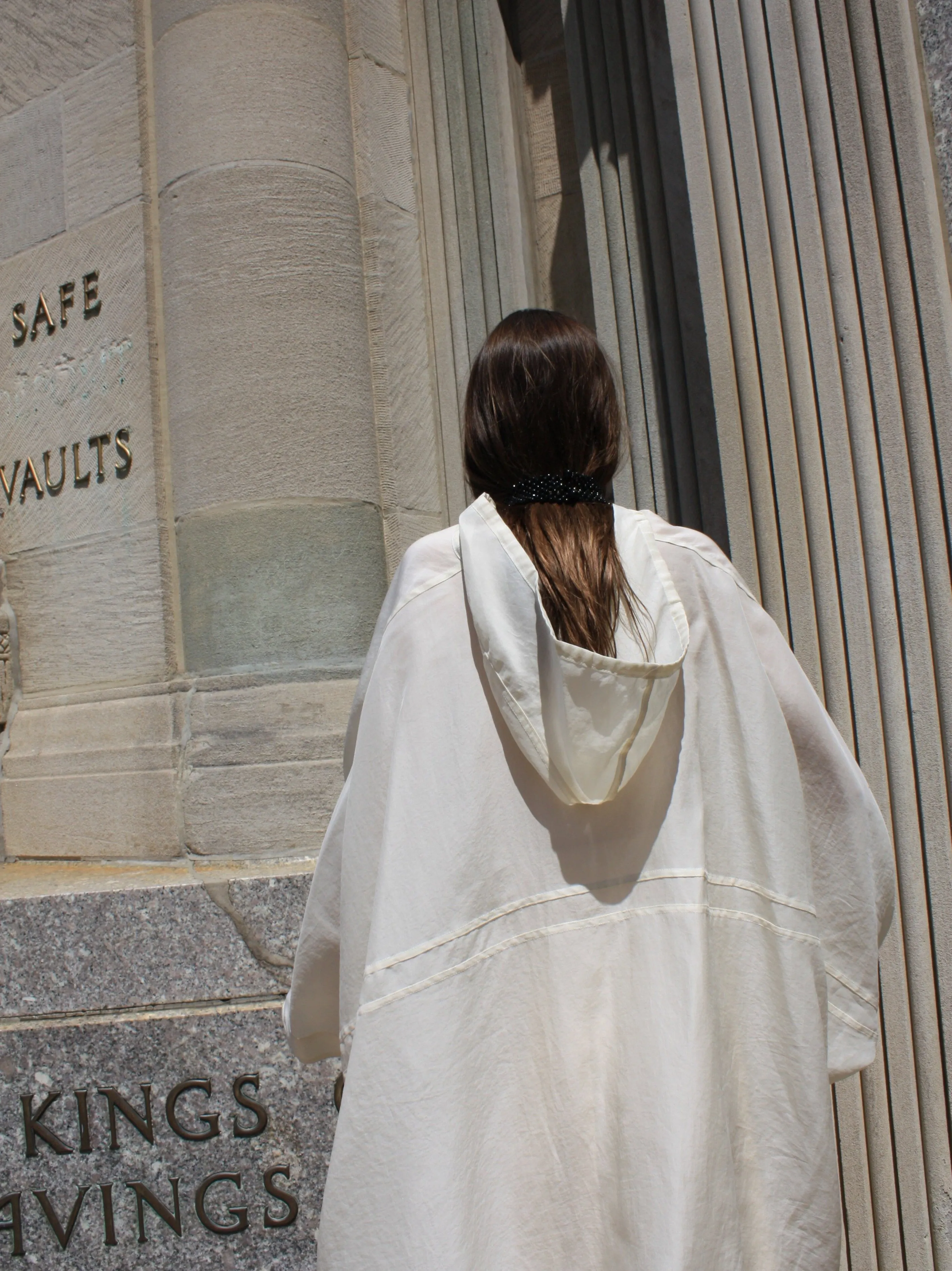 Hooded Silk Organza Poncho