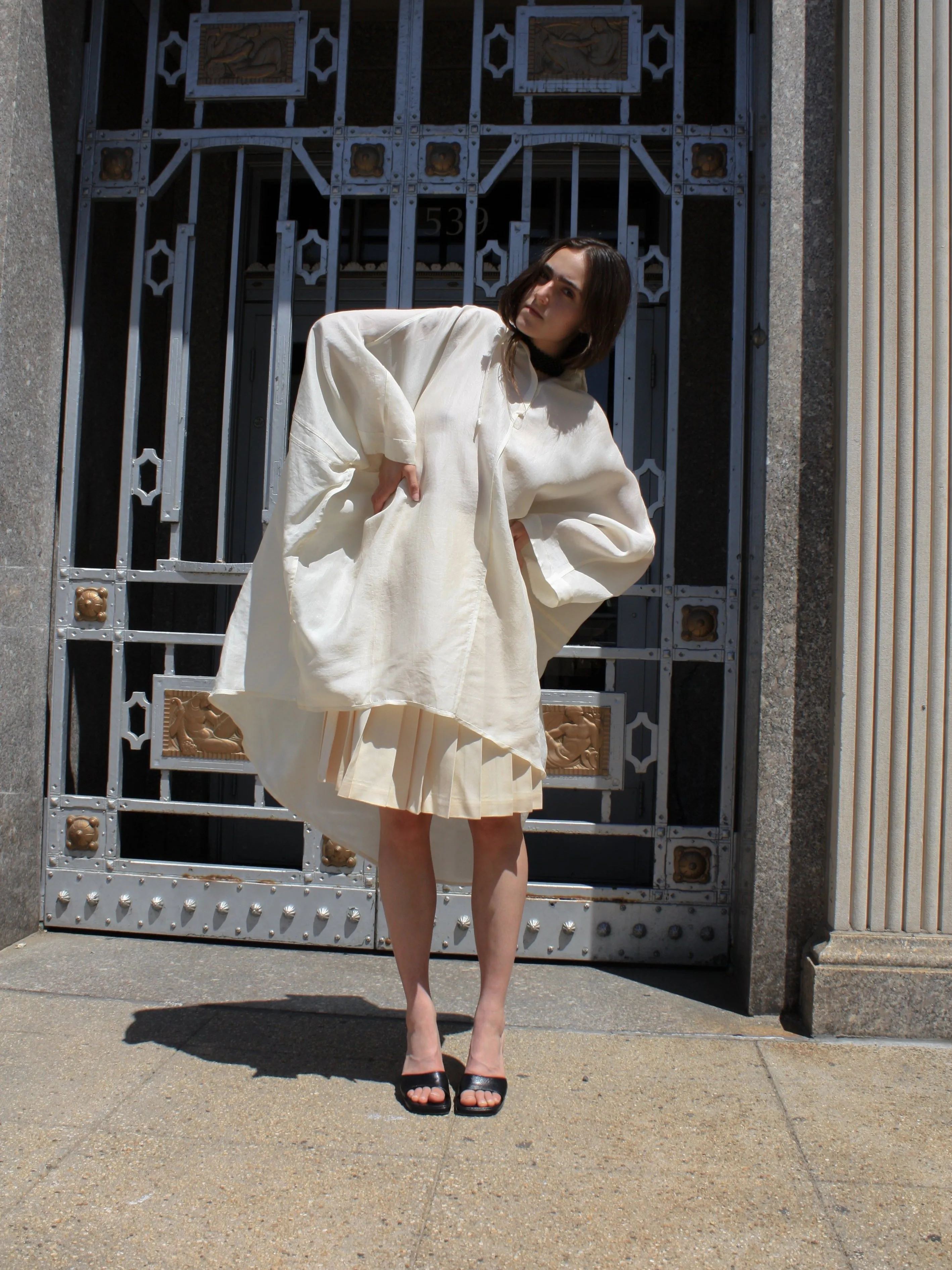 Hooded Silk Organza Poncho