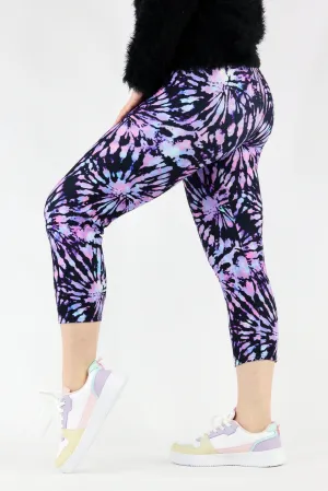 Iridescent Purple Tie Dye - Casual Capri Leggings