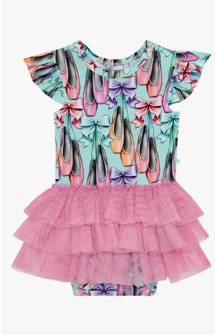 Irina - Ruffled Cap Sleeve Tulle Skirt Bodysuit || Posh Peanut