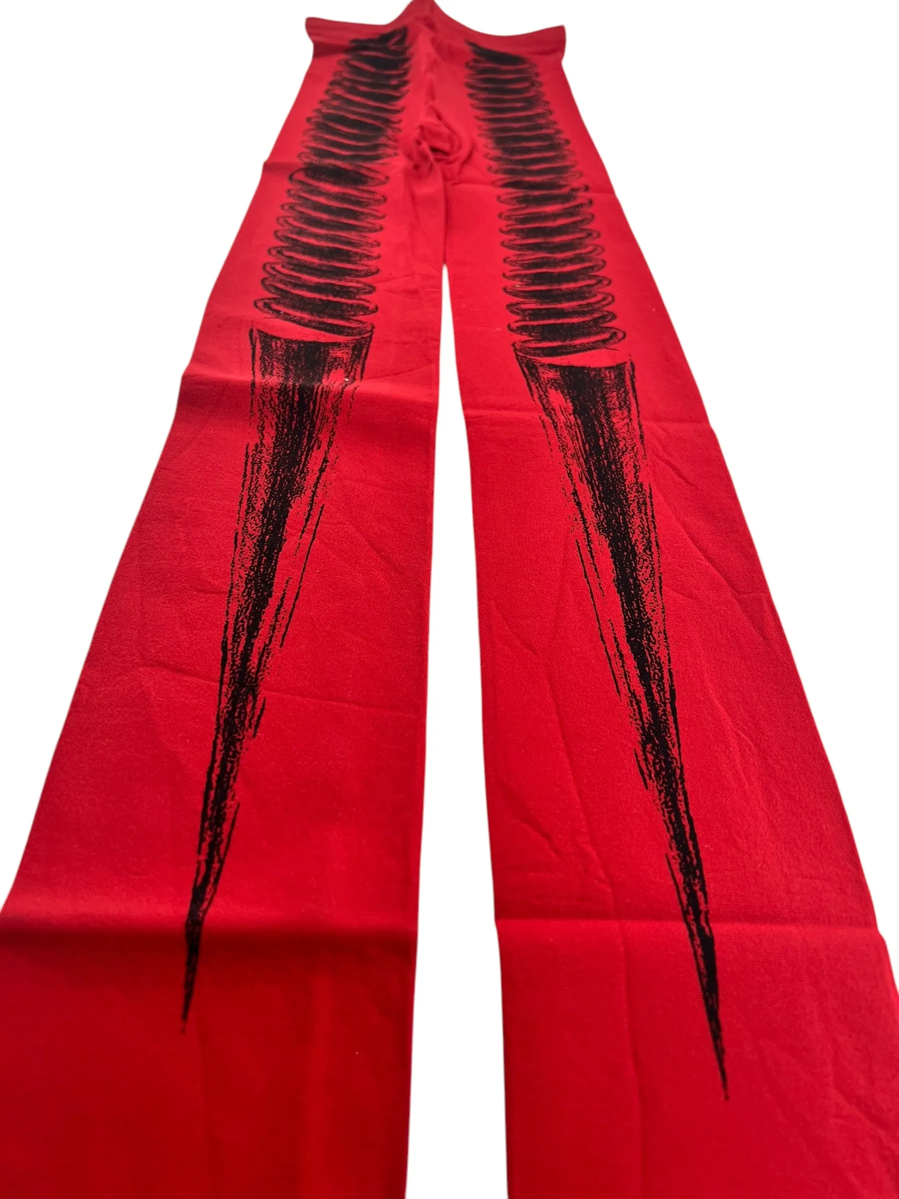 Issey Miyake 1990's Rare Red Cork Screw Stockings, Deadstock