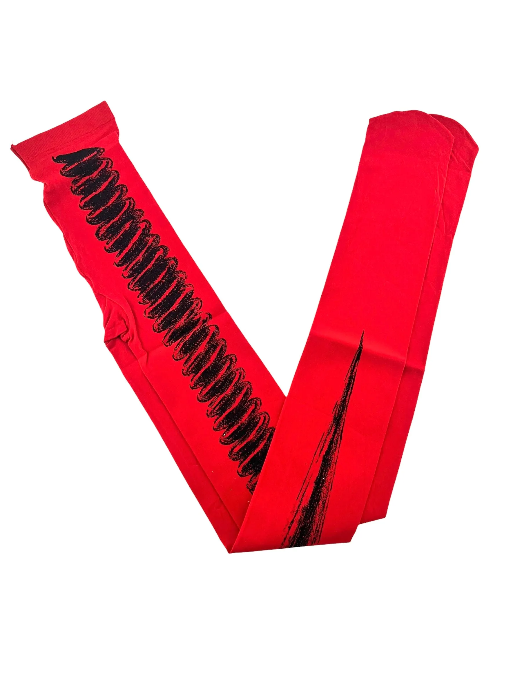 Issey Miyake 1990's Rare Red Cork Screw Stockings, Deadstock