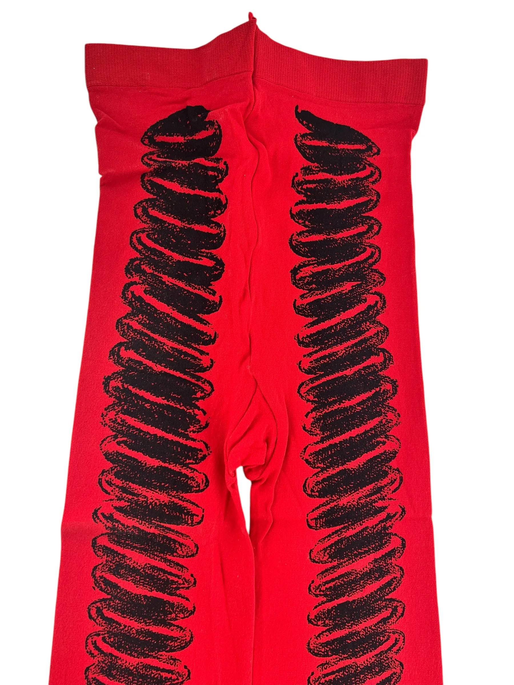 Issey Miyake 1990's Rare Red Cork Screw Stockings, Deadstock