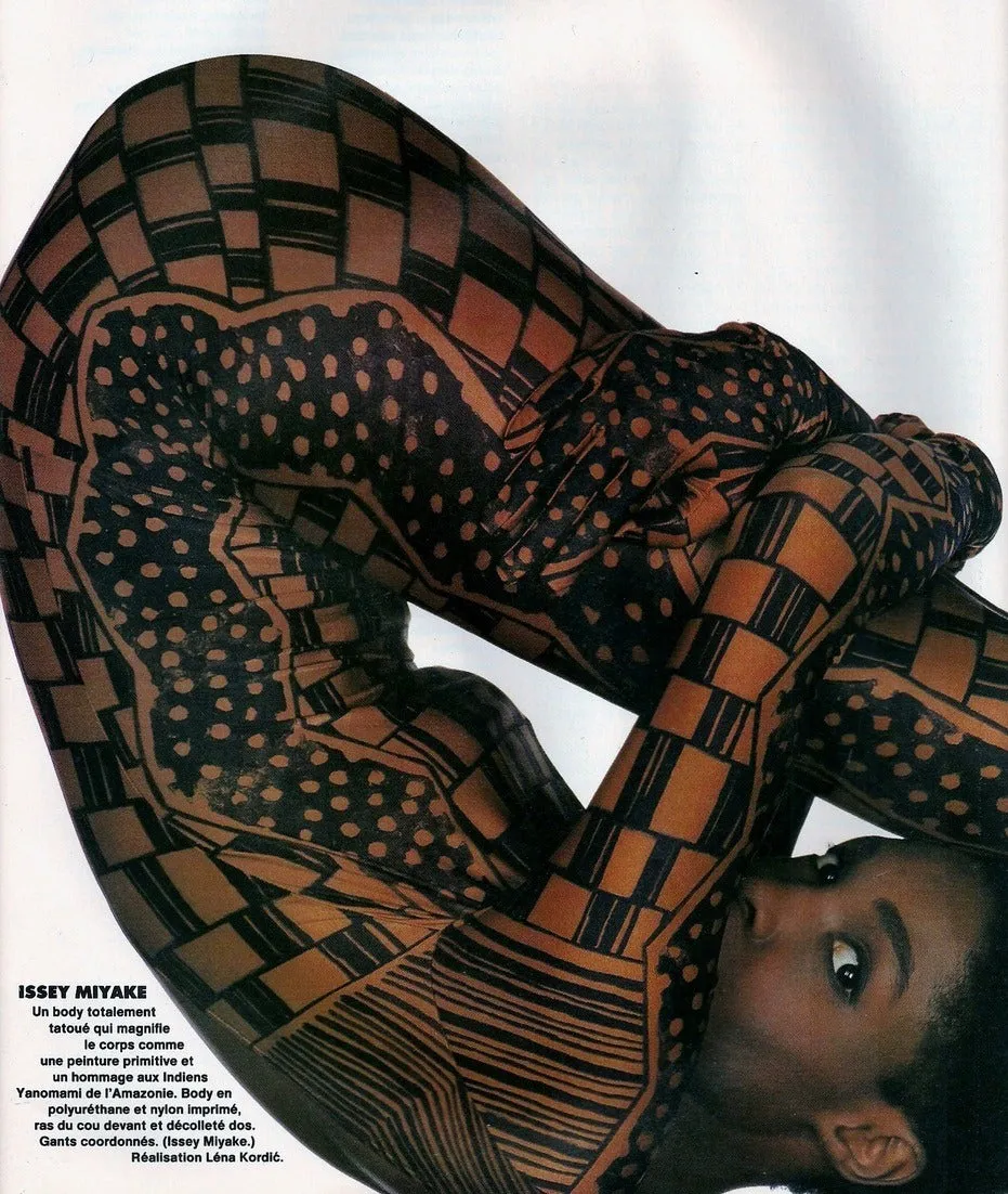 Issey Miyake F/W 1989/1990 RARE Tattoo Blocks and Lines Printed Stockings