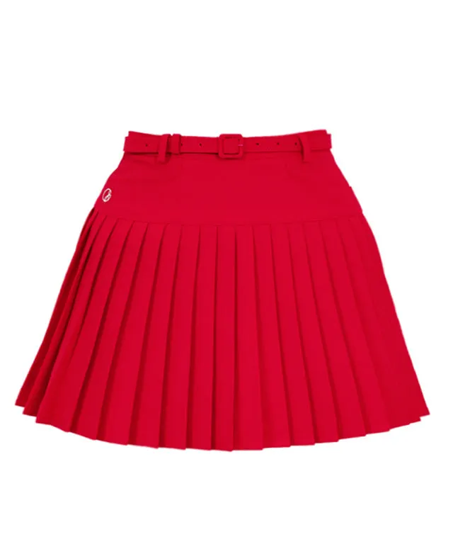 J.Jane Belt Pleated Skirt (Red)