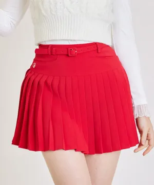 J.Jane Belt Pleated Skirt (Red)