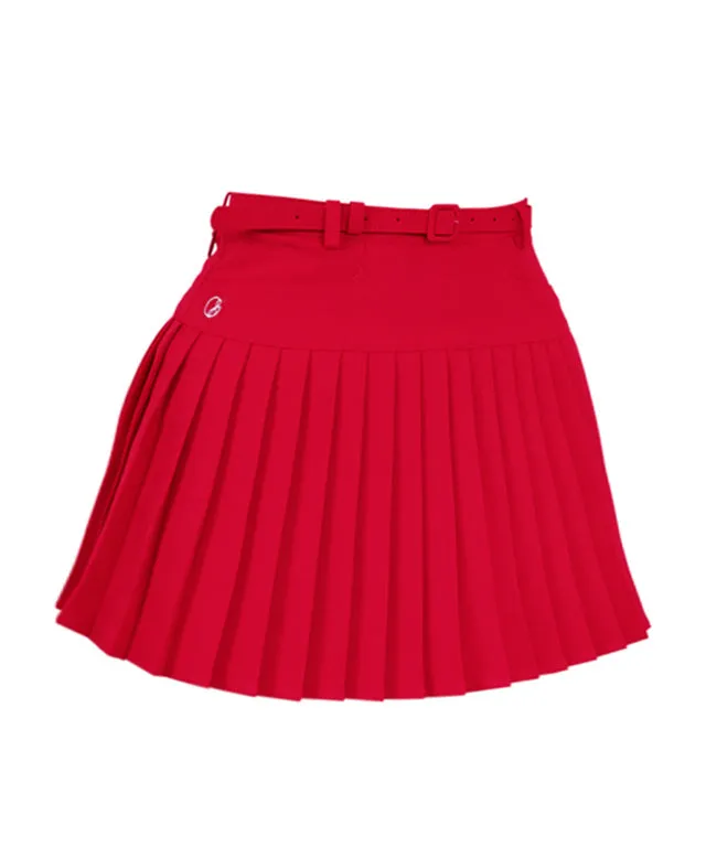 J.Jane Belt Pleated Skirt (Red)
