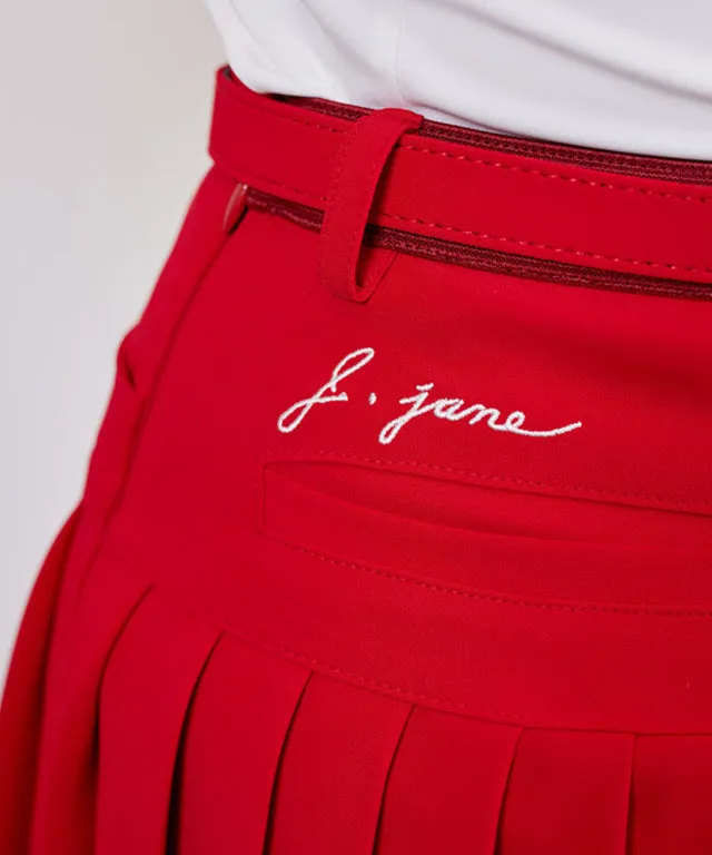 J.Jane Belt Pleated Skirt (Red)