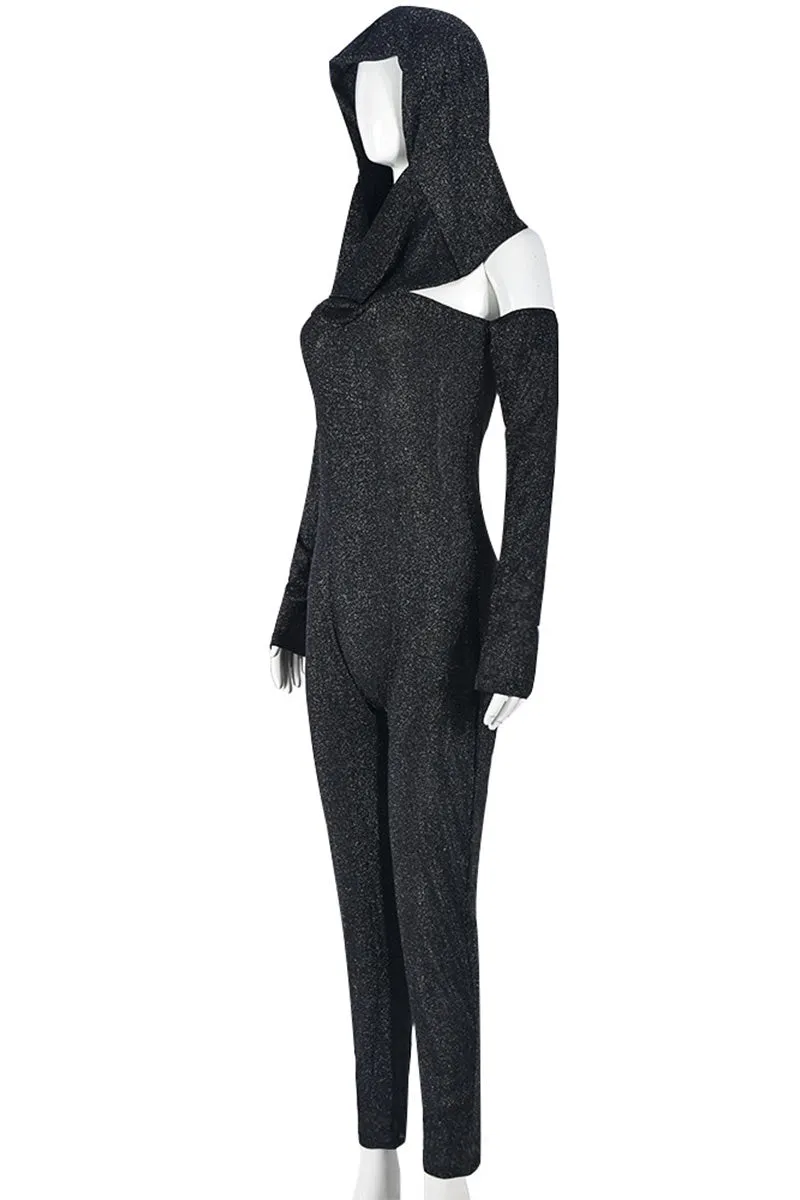 JL0111 Off Shoulder Hoodie Jumpsuits