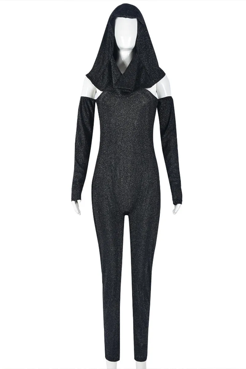 JL0111 Off Shoulder Hoodie Jumpsuits