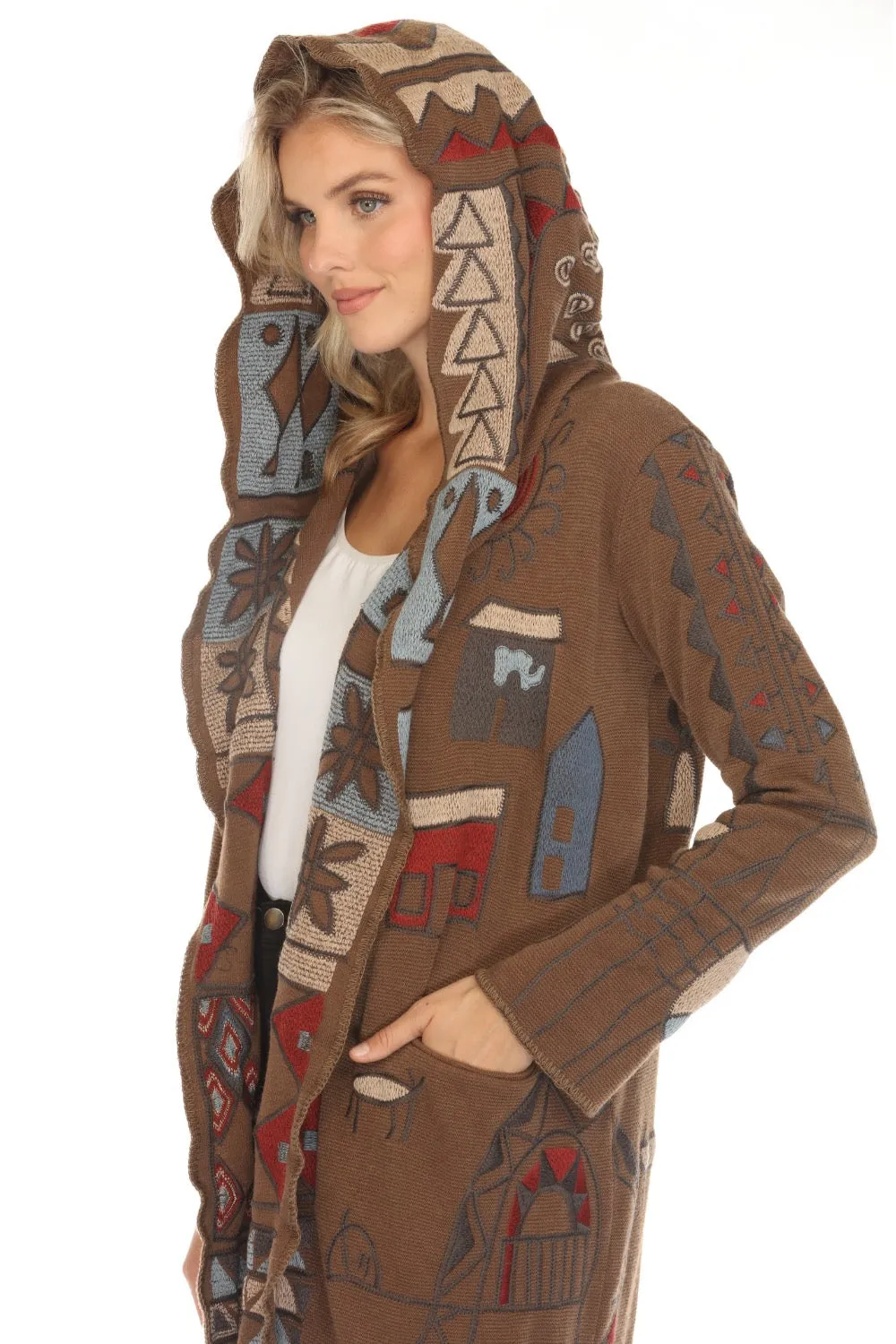 Johnny Was Biya Brown Kate Hooded Duster B54323