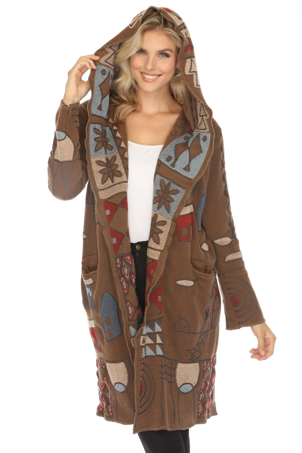 Johnny Was Biya Brown Kate Hooded Duster B54323
