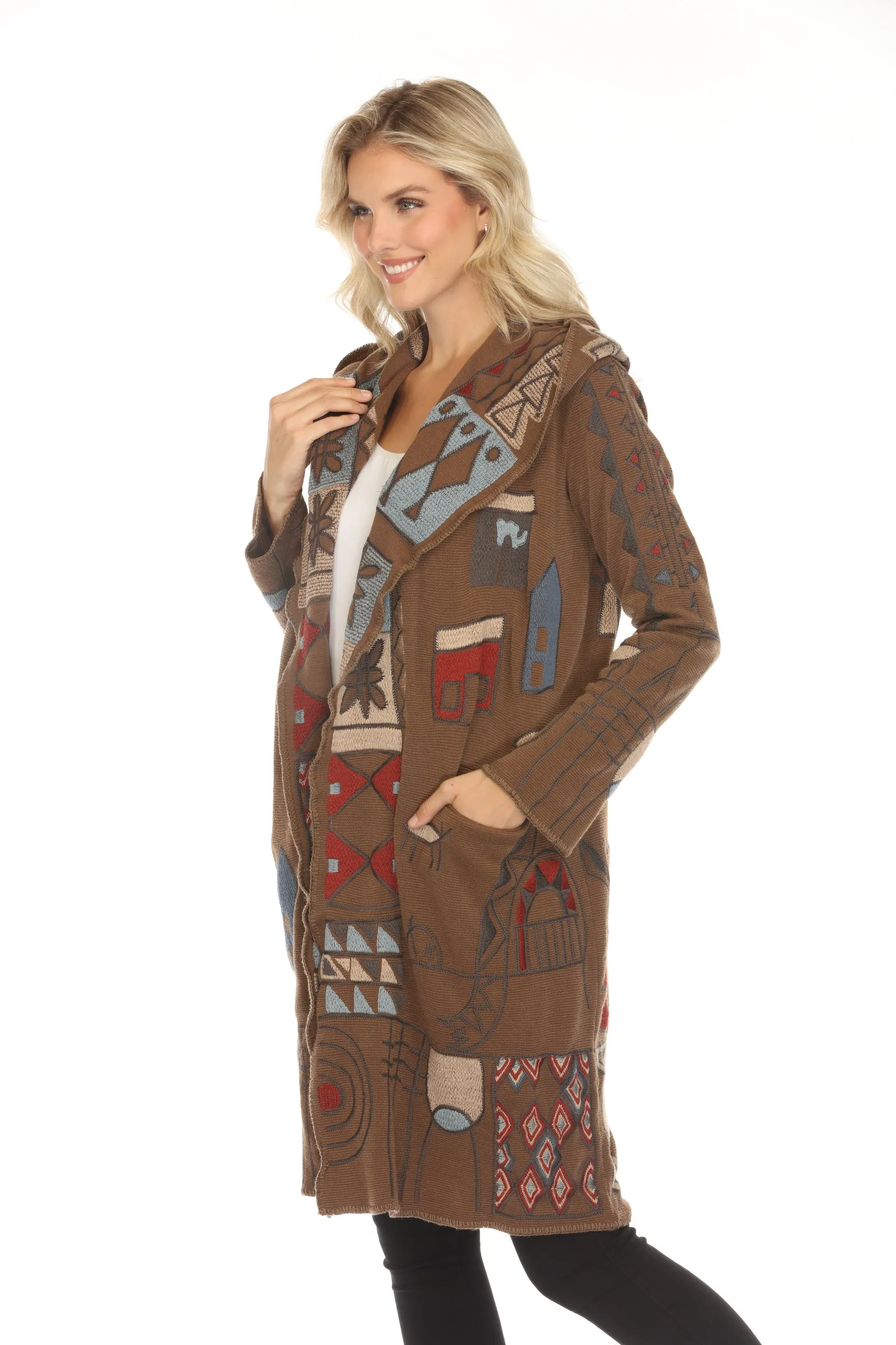 Johnny Was Biya Brown Kate Hooded Duster B54323