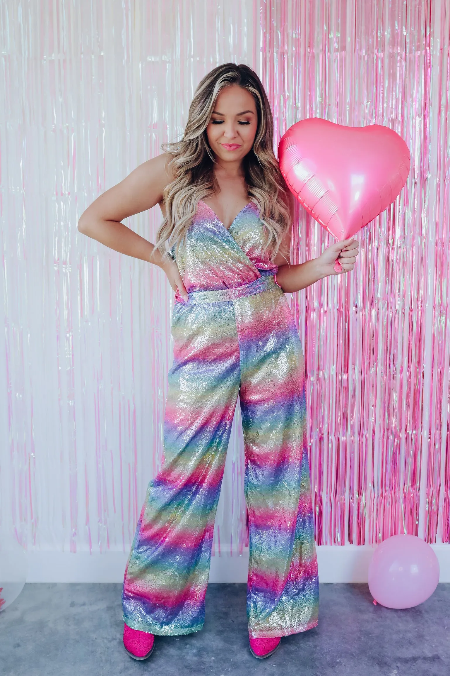 JoJo Belted Sequin Jumpsuit