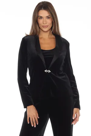 Joseph Ribkoff Black Velvet Twin Set Blazer Jacket 244926