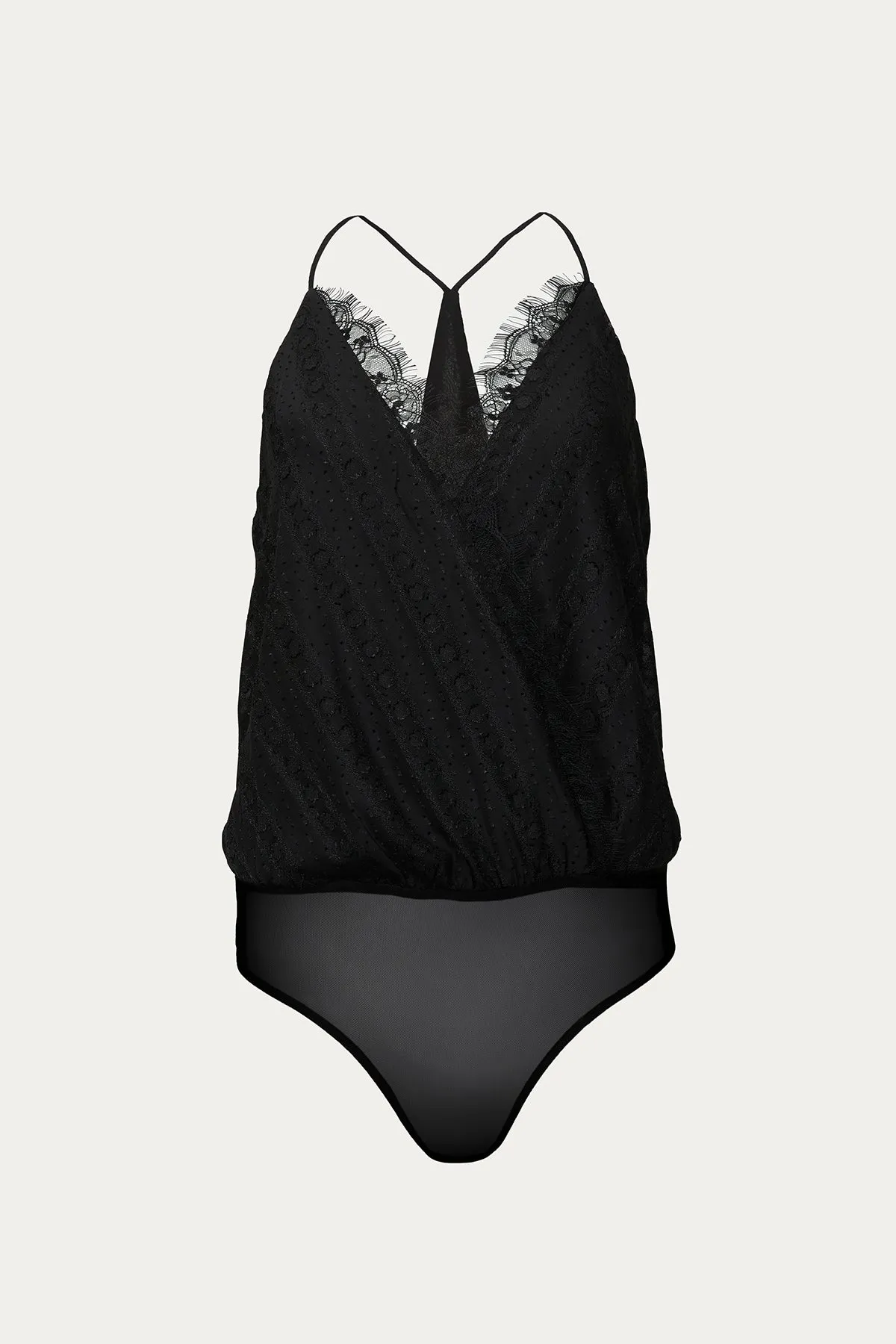 LACE-TRIMMED BODYSUIT