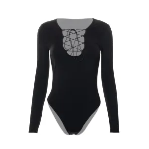 Lace Up Deep U Bodysuit