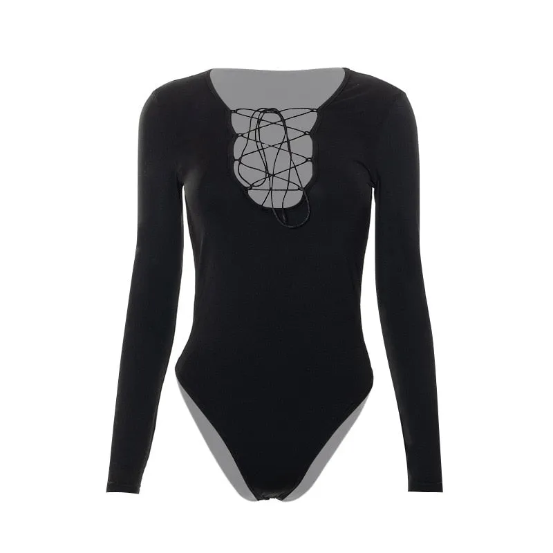 Lace Up Deep U Bodysuit