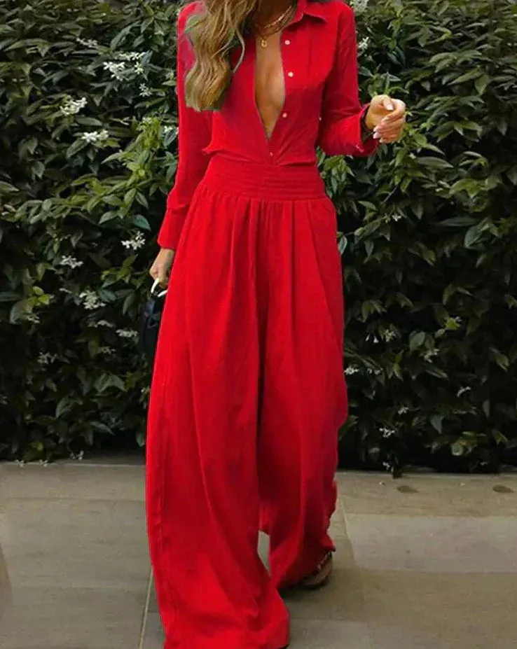 Langer Vintage-Overall mit elastischer Taille