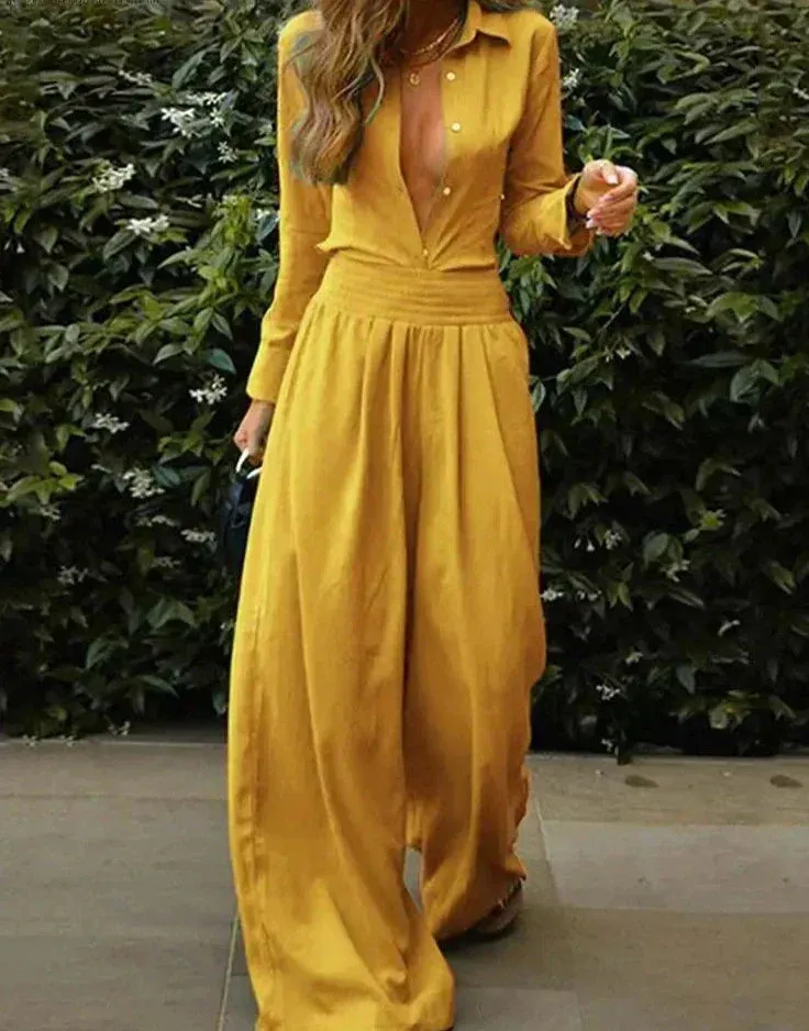 Langer Vintage-Overall mit elastischer Taille