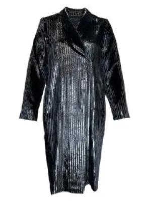 Marina Rinaldi Women's Black Tarsia Open Front Jacket Size 22W/31 NWT