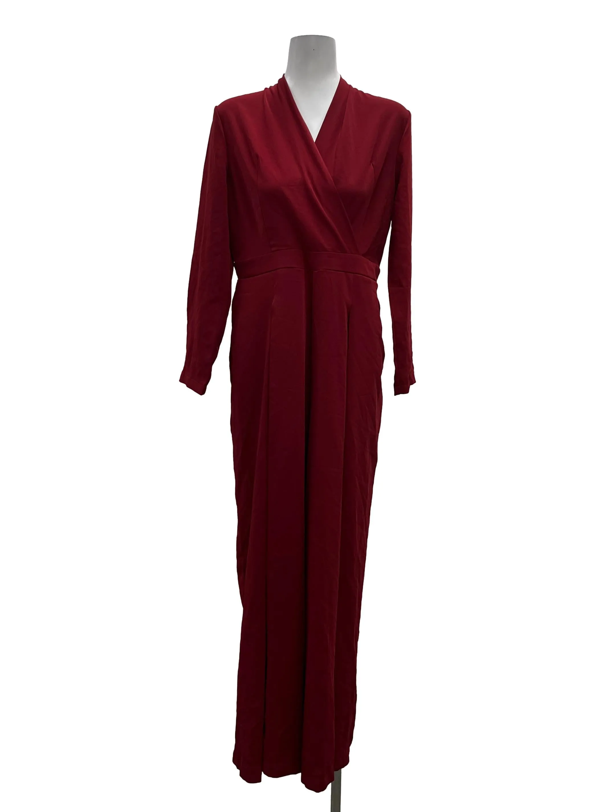 Maroon V-Neck Jumpsuit