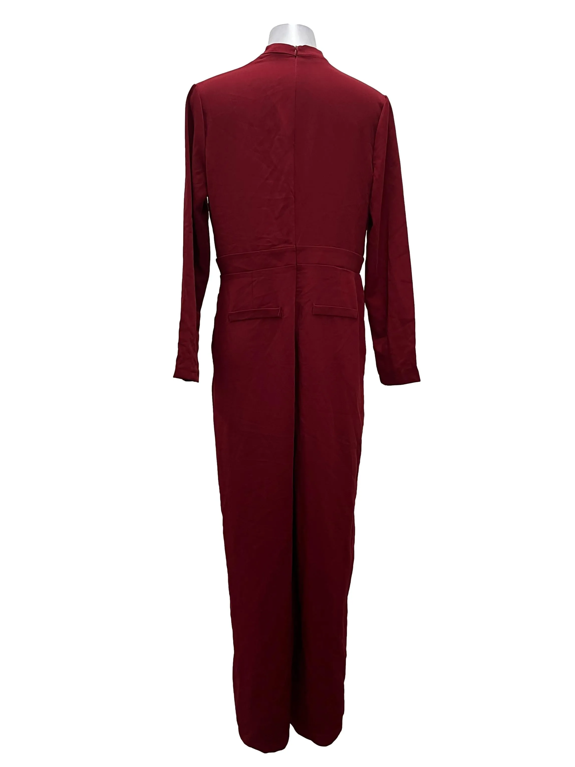 Maroon V-Neck Jumpsuit