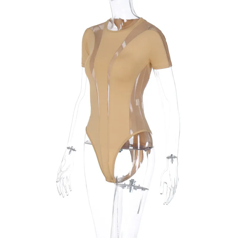 Mesh Insert Short Sleeve Bodysuit