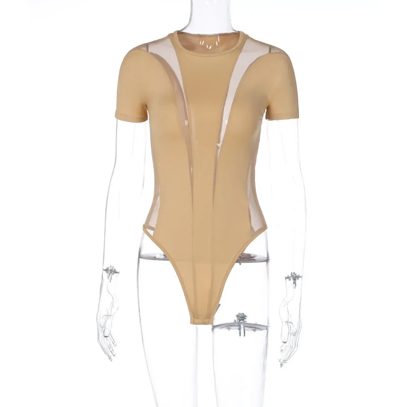 Mesh Insert Short Sleeve Bodysuit