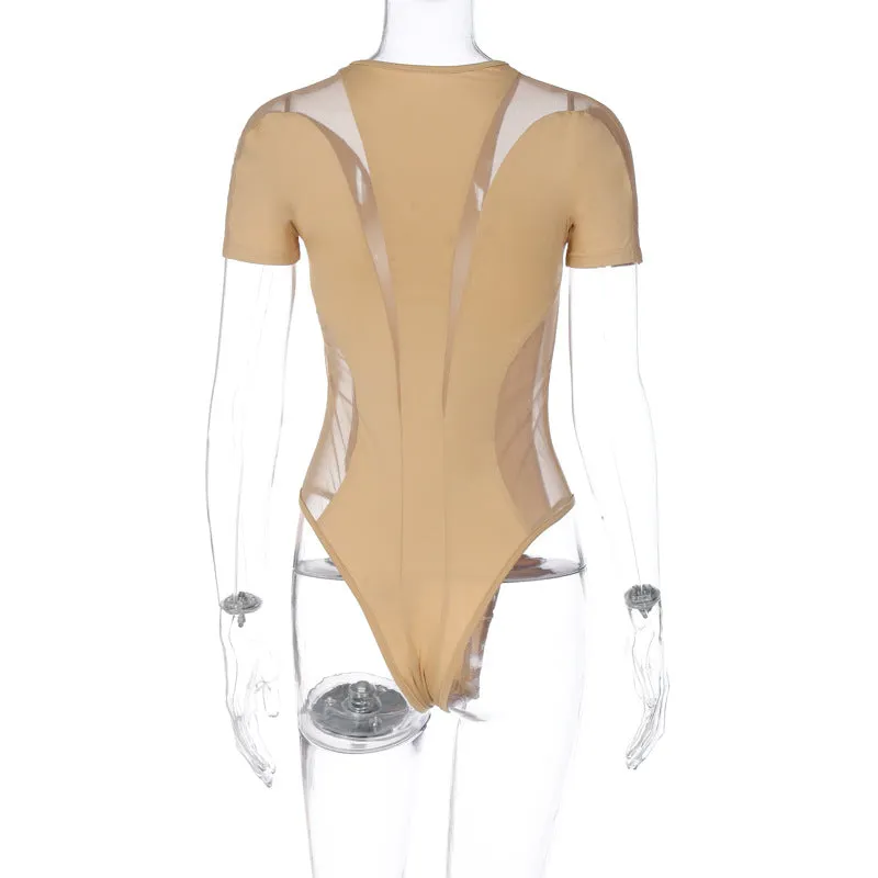 Mesh Insert Short Sleeve Bodysuit