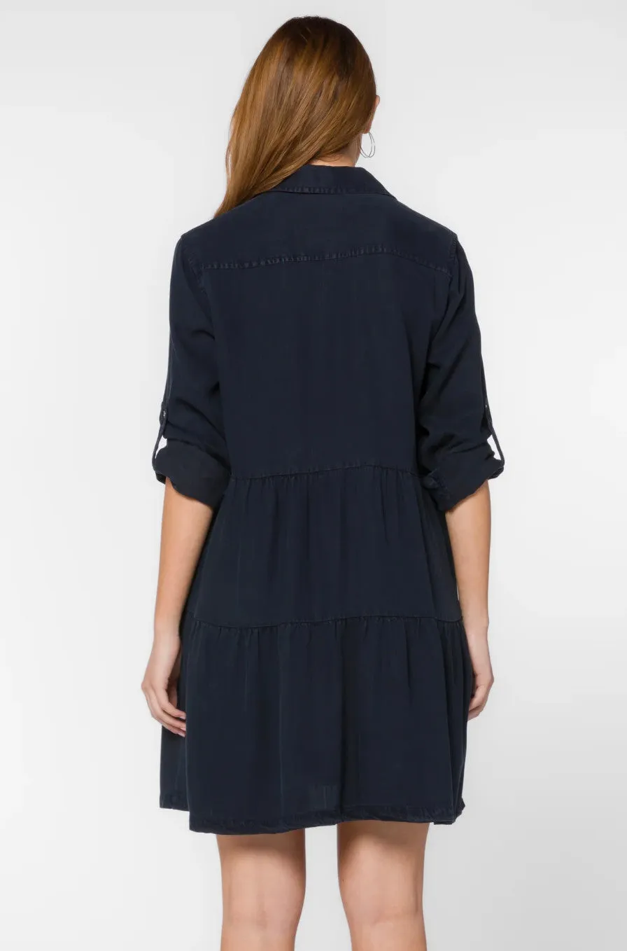 Midnight Shadows Tiered Dress