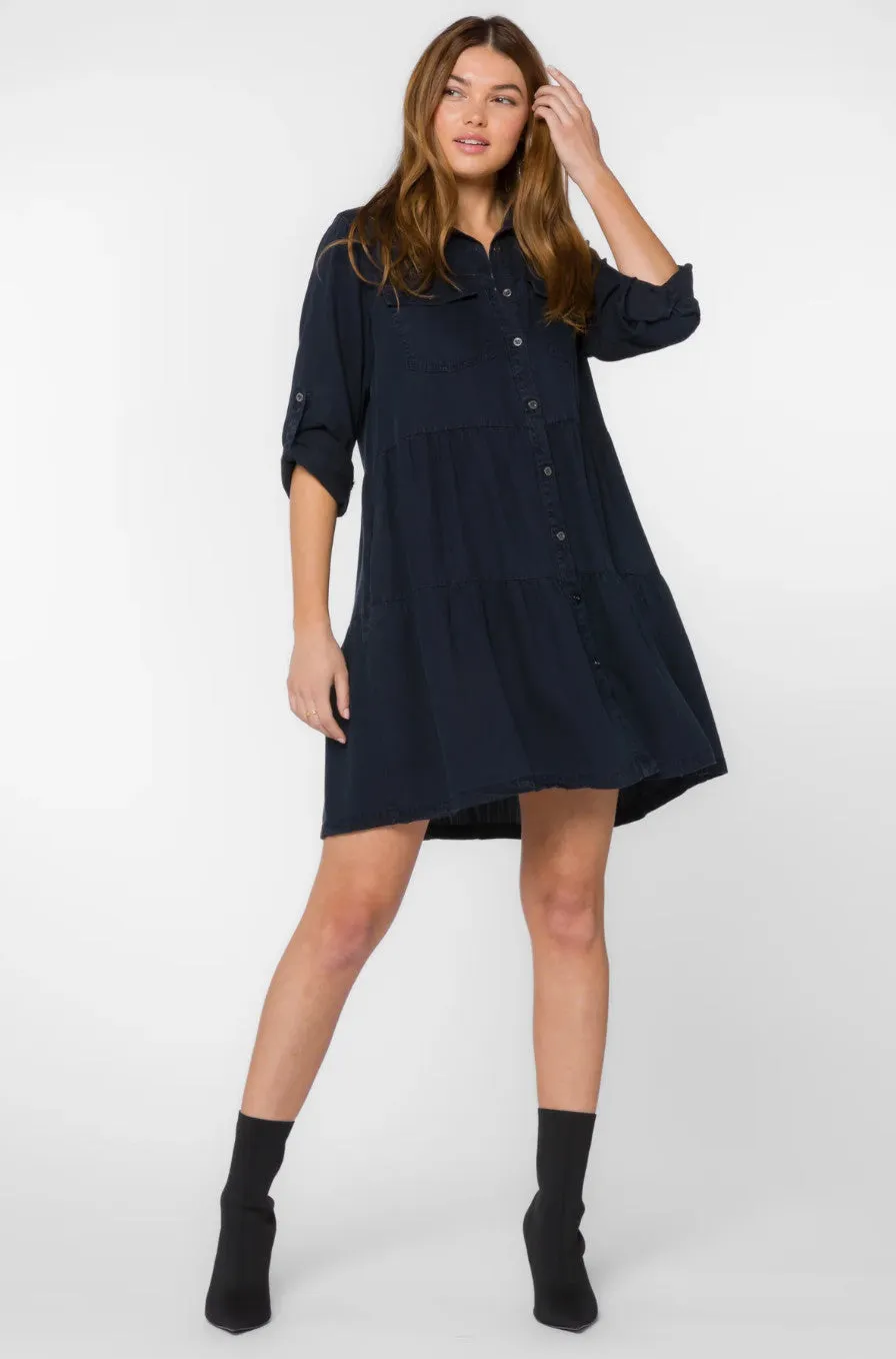 Midnight Shadows Tiered Dress