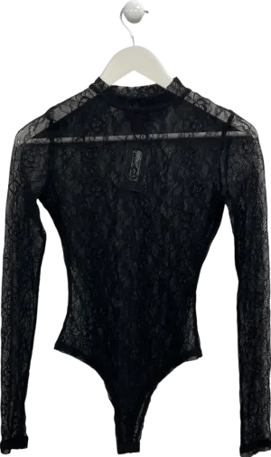 Misspap Black Lace Long Sleeve Bodysuit UK 6